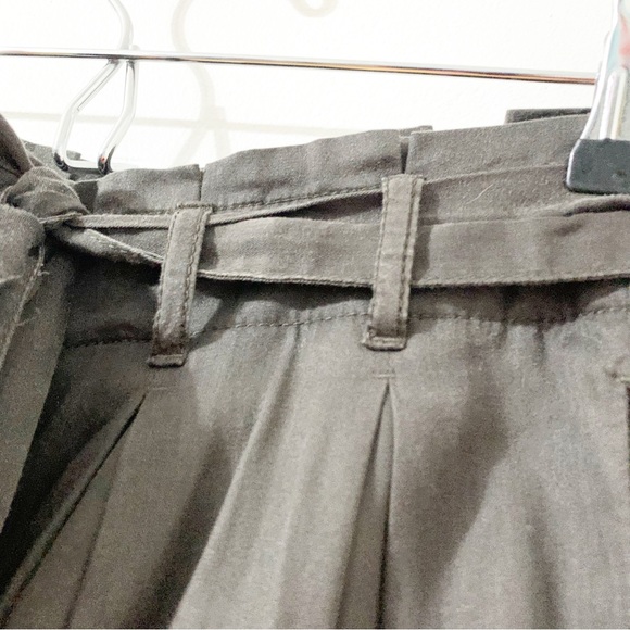 Gap Self Tie Belt Box Pleated Unlined Mini Skirt Side Pockets Size 2 Brown Gray - Picture 5 of 9